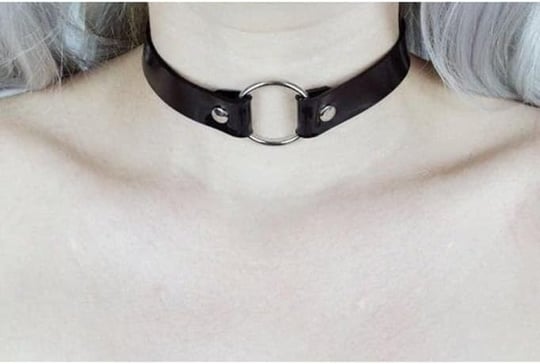 Siyah Deri Tasma Halka 35 cm Choker Bayan Kolye Takı Aksesuar