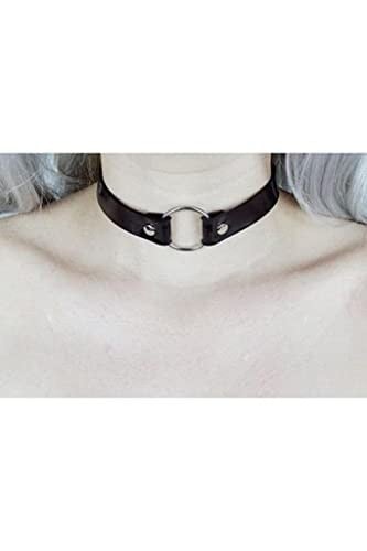 Siyah Deri Tasma Halka 35 cm Choker Bayan Kolye Takı Aksesuar