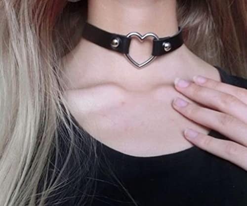 Siyah Deri Tasma Kalp 35 cm Choker Bayan Kolye Takı Aksesuar