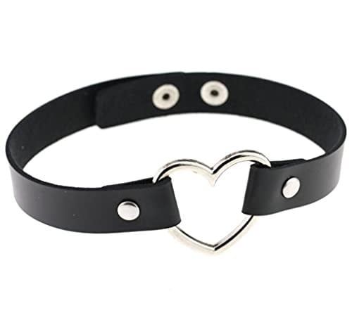 Siyah Deri Tasma Kalp 35 cm Choker Bayan Kolye Takı Aksesuar