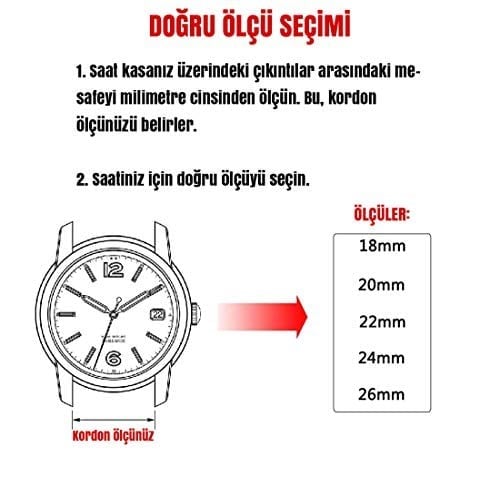 Siyah Hakiki Deri Saat Kordonu Kayış 18-20-22-24-26mm