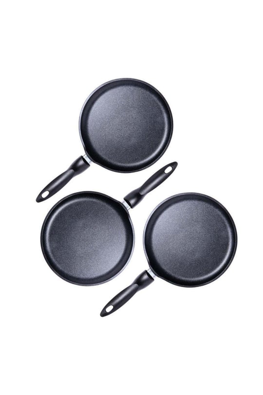 Siyah Inci Krep Tavası 3’Lü Set Siyah 26 Cm