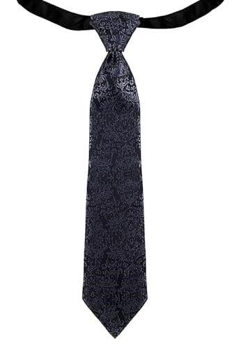 Siyah Jakarlı Ayarlanabilir Saten Çocuk Kravat ve Mendil Seti