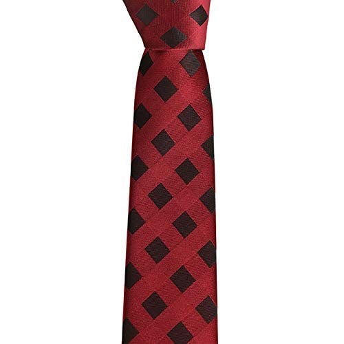 Siyah Kareli Bordo Slim Kravat SKS-3