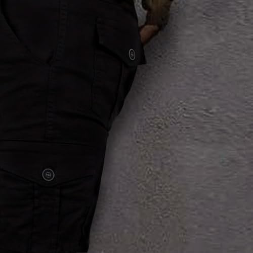 Siyah Kargo Pantolon - Likralı Pamuklu Gabardin Kumaş Erkek Kargo Pantolon - Outdoor Pantolon