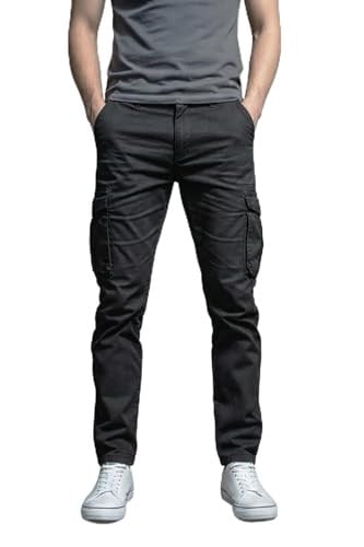 Siyah Kargo Pantolon - Likralı Pamuklu Gabardin Kumaş Erkek Kargo Pantolon - Outdoor Pantolon