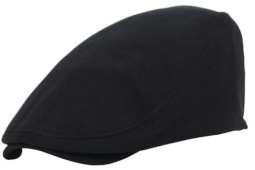 Siyah Kasket Pamuklu London Flat Cap Şapka