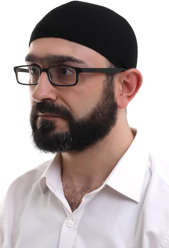 Siyah Kışlık Çapraz Desenli Dokuma Takke