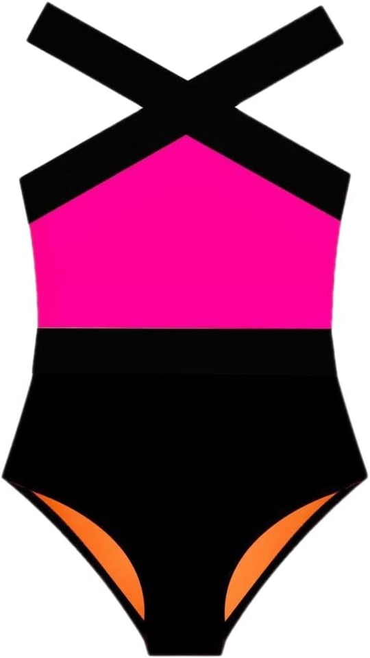 SİYAH-NEON PEMBE KIZ ÇOCUK MAYO DB200703CM