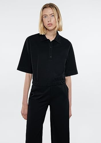 Siyah Polo Tişört Crop/Kısa Kesim 1611473-900
