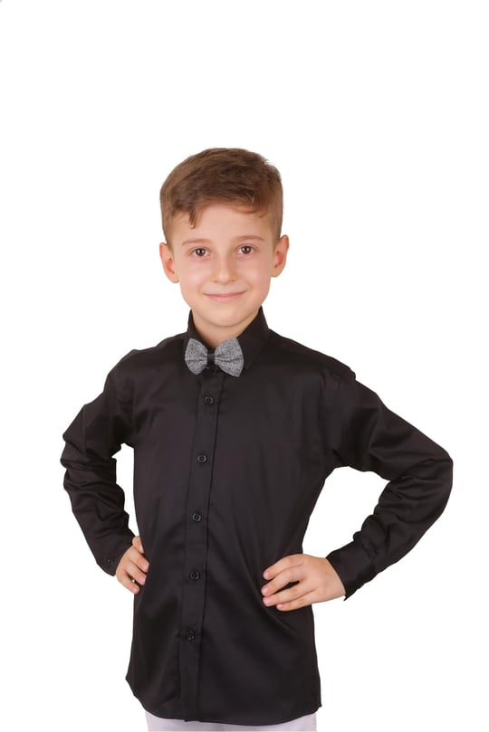 siyah saten erkek çocuk gömlek