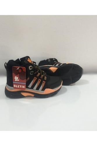 Siyah-Turuncu Biletix Fermuarlı Bağcıklı Kürklü Erkek Çocuk Botu-1
