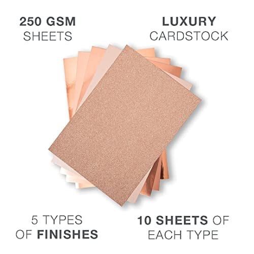 Sizzix Rose Gold Surfacez Zengin Kart Stoğu, 20x29 cm, 50li Paket