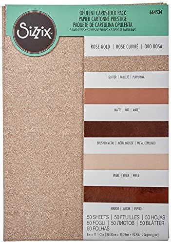 Sizzix Rose Gold Surfacez Zengin Kart Stoğu, 20x29 cm, 50li Paket