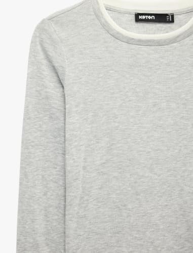 Slim Fit Renk Kontrastlı Katmanlı Uzun Kollu Bisiklet Yaka Tişört
