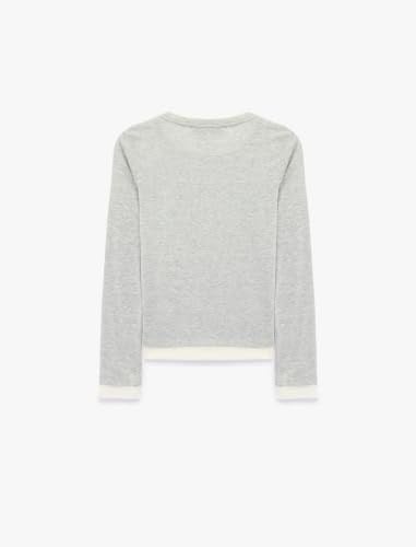 Slim Fit Renk Kontrastlı Katmanlı Uzun Kollu Bisiklet Yaka Tişört