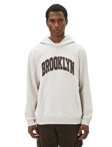 Slogan Embroidered Kangaroo Pocket Detail Hoodie