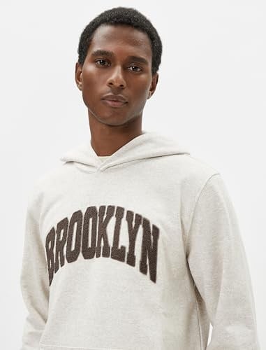 Slogan Embroidered Kangaroo Pocket Detail Hoodie