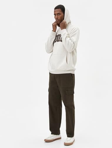 Slogan Embroidered Kangaroo Pocket Detail Hoodie