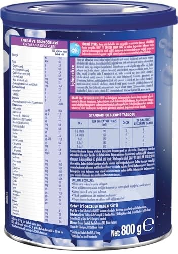SMA İyi Geceler Bebek Sütü 0-12 Ay 800g - Seçenekler: 800 g, 800 g (2 paketi), 4800 g, 4800 g (2 paketi)