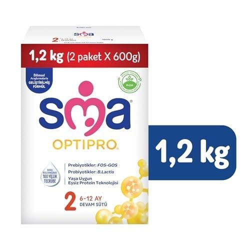 SMA Optipro 2, 6-12 Ay Bebek Sütü, 1.2 kg (2 x 600 g)