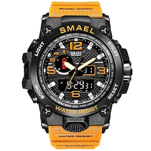 SMAEL Erkek Spor İzle Büyük Kadran Analog Dijital Saatler Erkekler için Açık Moda Casual İzle