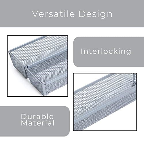 Smart Design Çekmece Düzenleyici - (9 x 7 cm) - Çelik Metal Örgü Tepsi - Birbirine Geçen Kol Bağlantısı - Gereçler, Gümüş Eşyalar, Organizasyon - Mutfak [Gümüş]