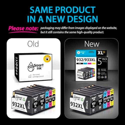 Smart Ink HP 932 XL 933 XL 932XL 933XL 5 için uyumlu yazıcı kartuşları, çoklu paket (2 siyah ve camgöbeği/macenta/sarı) HP Officejet 6600 6700 7612 7510 7110 610 için yüksek kapasiteli kartuşlar