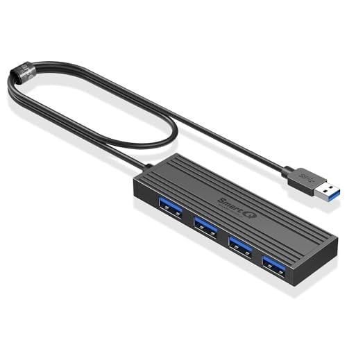 SmartQ USB Hub: Dizüstü Bilgisayarlar için USB Dağıtıcı, Çok Bağlantı Noktalı USB 3.0 Hub, Çoklu USB Bağlantı Noktası Genişletici, Hızlı Veri Aktarımı 4 Portlu USB Hub, Windows PC, Mac, Yazıcılar ve