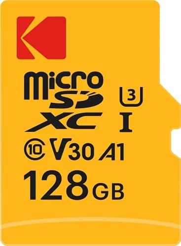 Smartree Kodak Mikro SD kart, 128 GB, UHS-I U3 V30 A1 microSDHC/XC – Mikro SD hafıza kartı – 95 MB/sye kadar okuma hızı – yazma hızı maks. 85 MB/s – ek bellek multimedya cihazları
