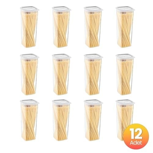 Smartware 12Li Set Skali Kare Saklama Kabı Beyaz 2140 ML