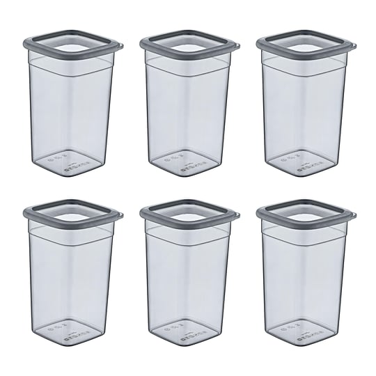 Smartware 6Lı Set Skali Kare Saklama Kabı Antrasit 1440 ML