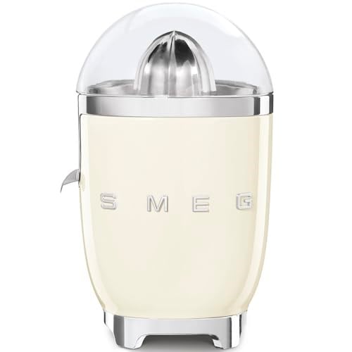 Smeg, Elektrikli narenciye sıkacağı CJF11CREU, damlamaz çıkış ve evrensel koni, kaymaz ayaklar, filtre süzgeci ve sıkma konisi, paslanmaz çelik, 70 W, krem