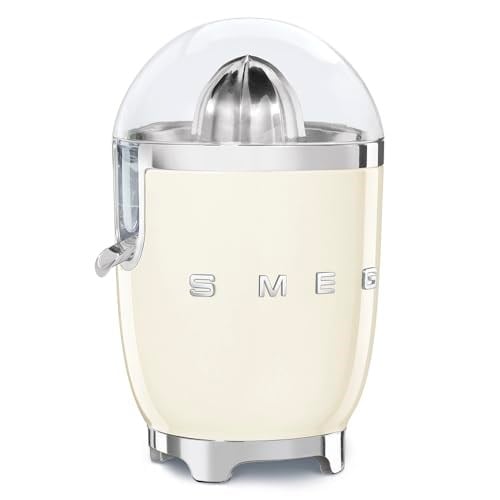 Smeg, Elektrikli narenciye sıkacağı CJF11CREU, damlamaz çıkış ve evrensel koni, kaymaz ayaklar, filtre süzgeci ve sıkma konisi, paslanmaz çelik, 70 W, krem