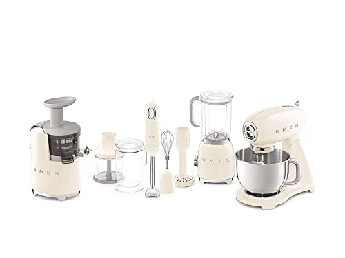 SMEG, SMF03CREU mutfak robotu, 10 hız kademesi, planet karıştırıcı, emniyet kapatma, 2 çırpma teli, paslanmaz çelik küre sap, 800 W, krem rengi