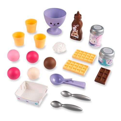 Smoby, 350409, Gabby Dondurma Fabrikası, Oyuncak Dondurma Makinesi, Oyuncak Waffle Makinesi Ve Dahası, Hafıza Alanları, 21 Adet Aksesuar