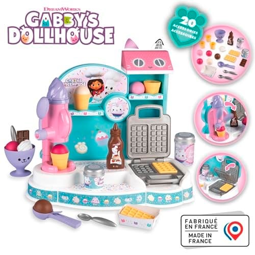Smoby, 350409, Gabby Dondurma Fabrikası, Oyuncak Dondurma Makinesi, Oyuncak Waffle Makinesi Ve Dahası, Hafıza Alanları, 21 Adet Aksesuar