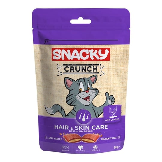 Snacky Kedi Crunch Ödül Hair-Skin Tavuklu 10lu Kedi Maması