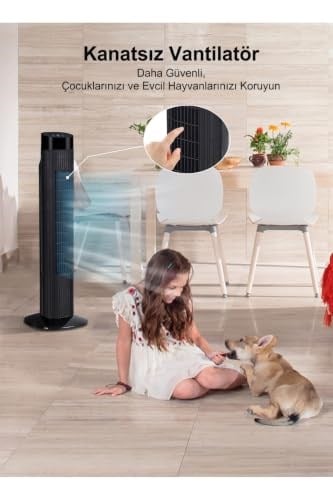 Snailax 45W Kule Tipi Vantilatör - Uzaktan Kumandalı ve Dijital Ekranlı Sessiz Oda Fanı, Geniş Açılı Salınımlı Serinletici Kule Fan