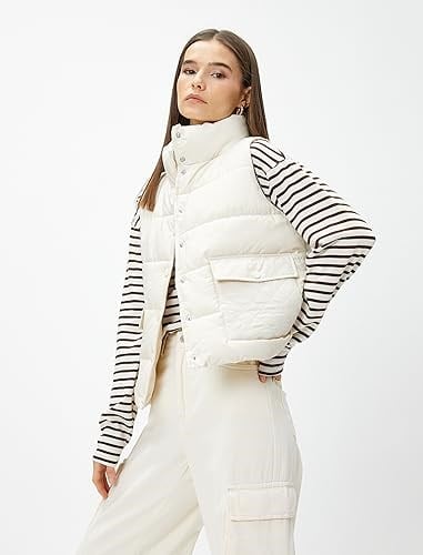 Snap Button Pocket Puffer Vest