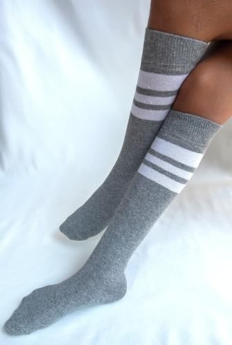SOCKS Daily 4 Çift Kız Çocuk, Kadın Çizgili Kaymayan Diz Altı Orta Okul Lise Kolej Okul Çorabı