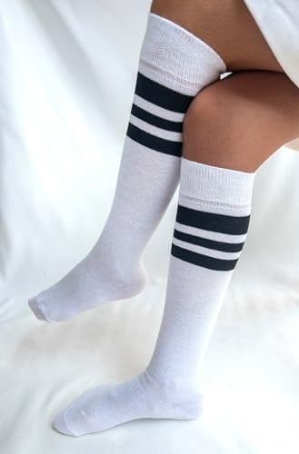 SOCKS Daily 4 Çift Kız Çocuk, Kadın Çizgili Kaymayan Diz Altı Orta Okul Lise Kolej Okul Çorabı