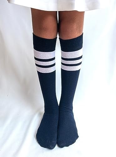 SOCKS Daily 4 Çift Kız Çocuk, Kadın Lacivert Çizgili Kaymayan Diz Altı Orta Okul Lise Kolej Okul Çorabı