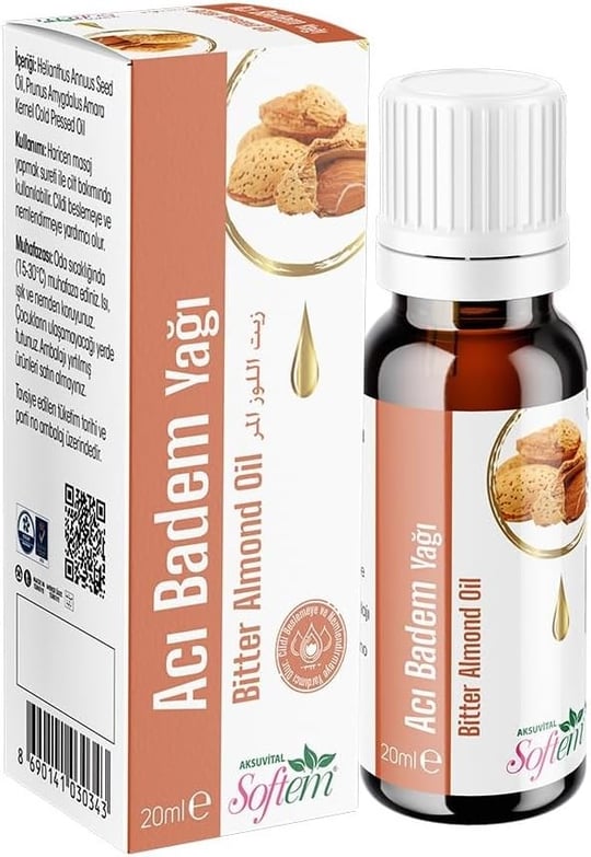 Softem Acı Badem Yağı 20 Ml | Soğuk Sıkım Doğal Sabit Yağ | Cilt Besleyici ve Nemlendirici Yağ | Makyaj Temizleyici, Hamilelikte Karın Çatlaklarına Karşı, Vitamin ve Mineral Açısından Zengin