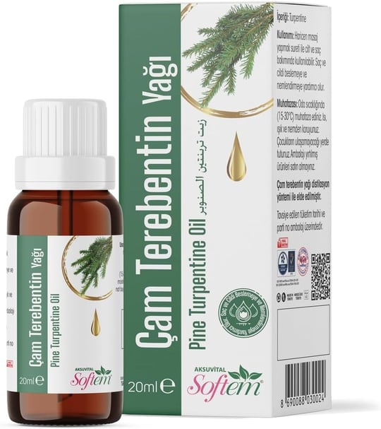 Softem Çam Terebentin Yağı 20 Ml | Doğal Uçucu Yağ ile Saç ve Cilt Bakımı | Saç Dökülmesine Karşı Destek, Şampuana Eklenebilir, Ferahlatıcı Etki, Distilasyonla Elde Edilmiş