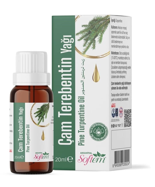 Softem Çam Terebentin Yağı 20 Ml | Doğal Uçucu Yağ ile Saç ve Cilt Bakımı | Saç Dökülmesine Karşı Destek, Şampuana Eklenebilir, Ferahlatıcı Etki, Distilasyonla Elde Edilmiş
