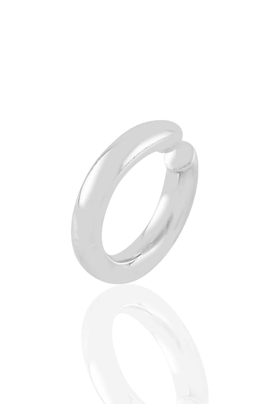 Söğütlü Silver Gümüş rodyumlu sade sıkıştırmalı kıkırdak küpe