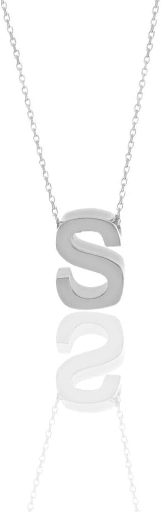 Söğütlü Silver Gümüş rodyumlu üç boyutlu minimal S harf kolye