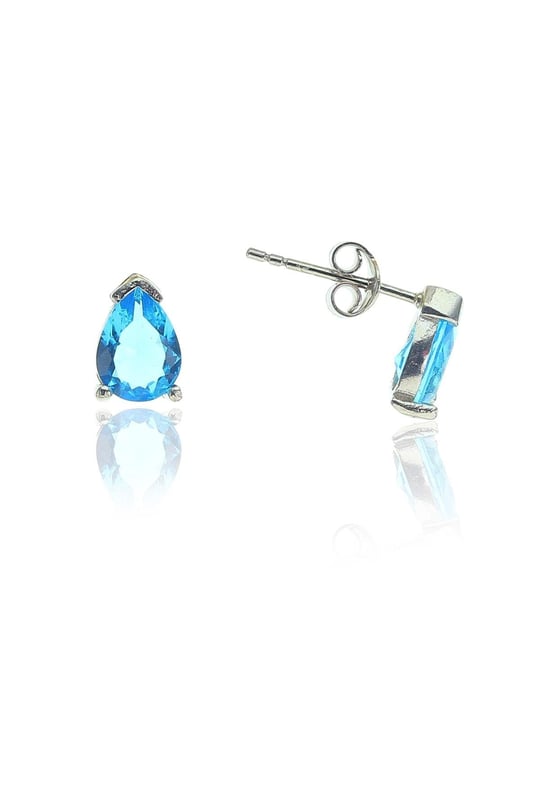 Söğütlü Silver Mini damla mavi küpe