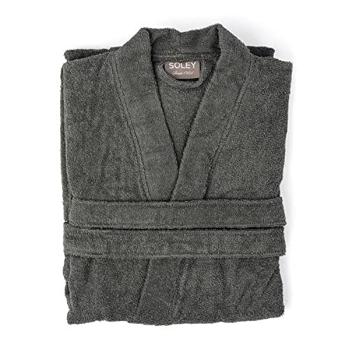 Soley | Kimono |%100 Pamuk Kadın/Erkek Unisex Kimono Bornoz ANTRASİT M - BEDEN